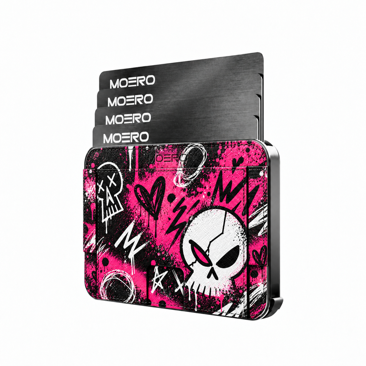 Moero M2 Pro - Punk Skull - Underground art Limited Edition - MagSafe Wallet  – Portafoglio RFID in Alluminio e Vera Pelle Saffiano Antigraffio