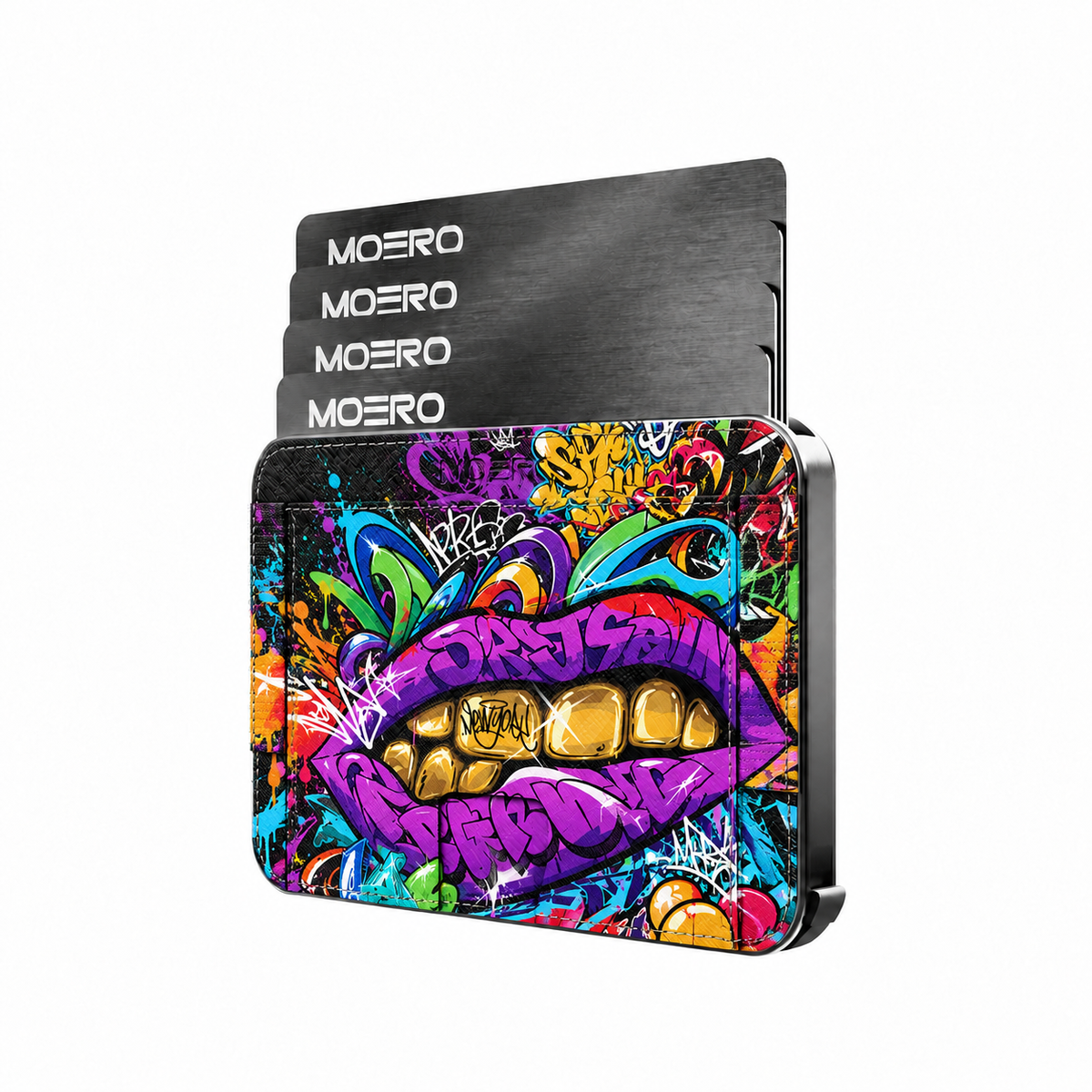 Moero M2 Pro - Gold Grillz - Underground art Limited Edition - MagSafe Wallet  – Portafoglio RFID in Alluminio e Vera Pelle Saffiano Antigraffio