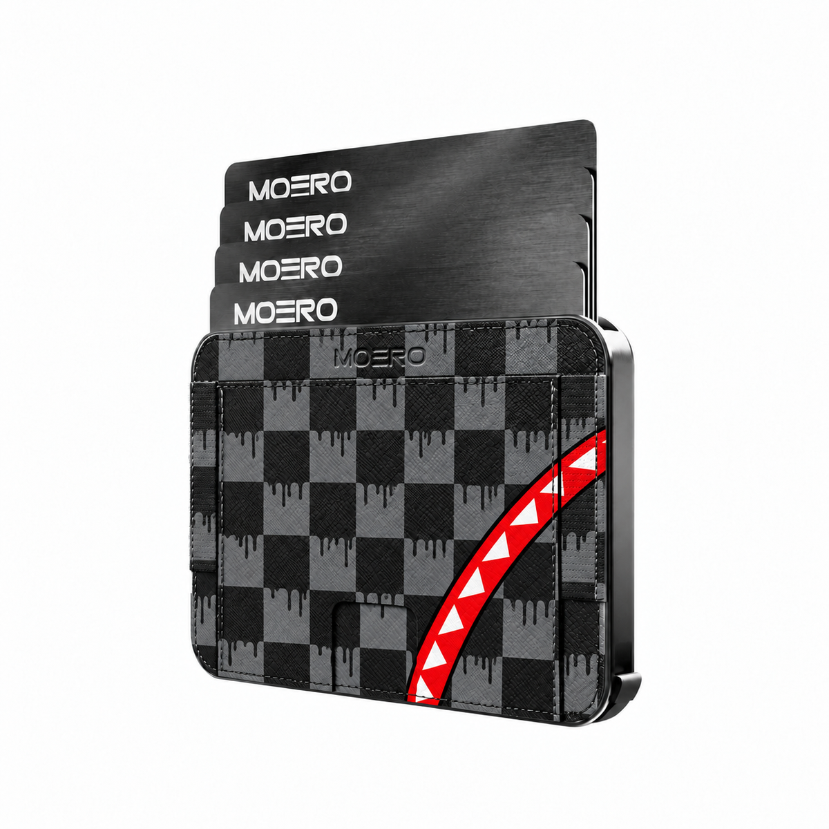 Moero M2 Pro - Check Bite Drip - Underground art Limited Edition - MagSafe Wallet  – Portafoglio RFID in Alluminio e Vera Pelle Saffiano Antigraffio