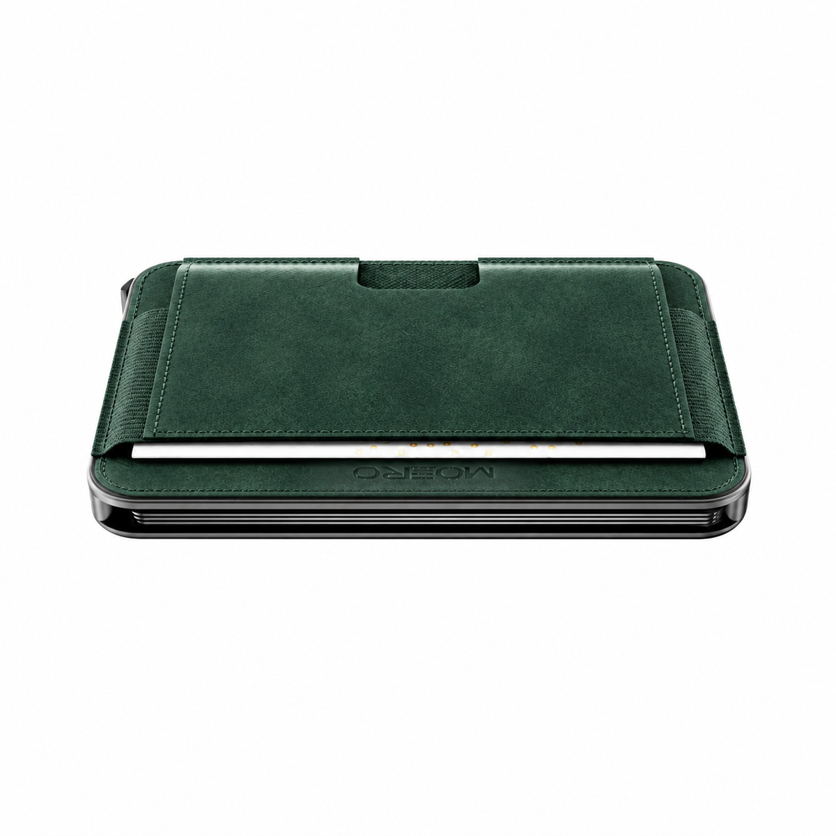 Moero M2 Pro SUPERIOR Verde MagSafe Wallet  – Portafoglio RFID in Alluminio e microfibra scamosciata