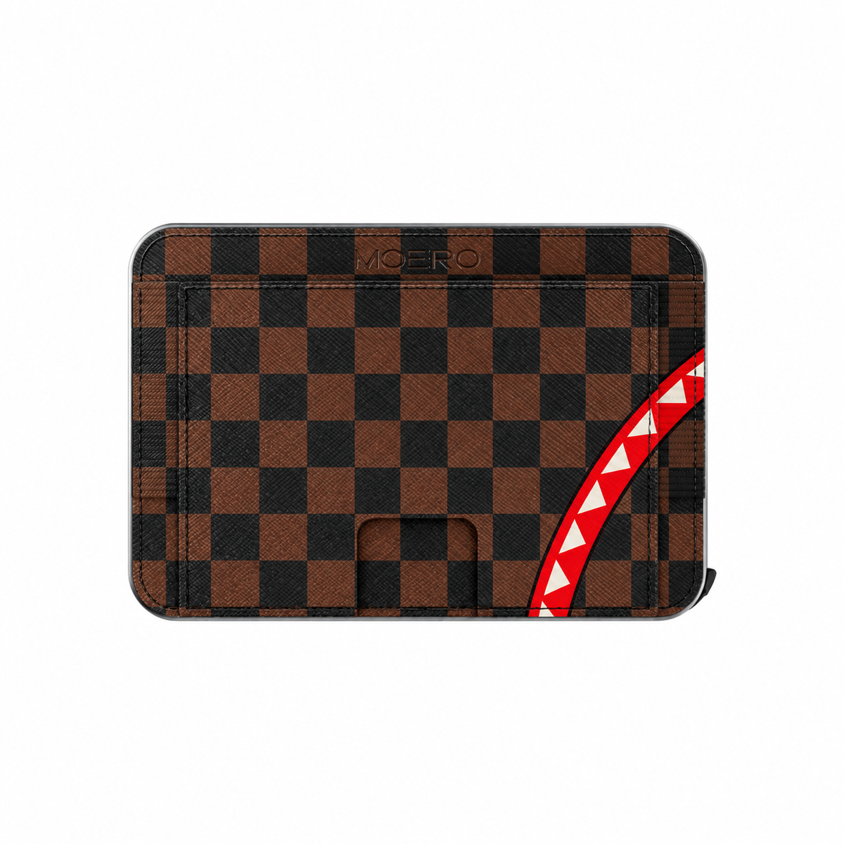 Moero M2 Pro - Check Bite Brown - Limited Edition - MagSafe Wallet  – Portafoglio RFID in Alluminio e Vera Pelle Saffiano Antigraffio