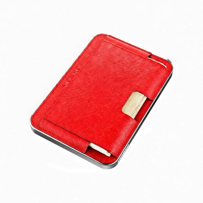Moero M2 Pro Saffiano Red MagSafe Wallet  – Portafoglio RFID in Alluminio e Vera Pelle Antigraffio