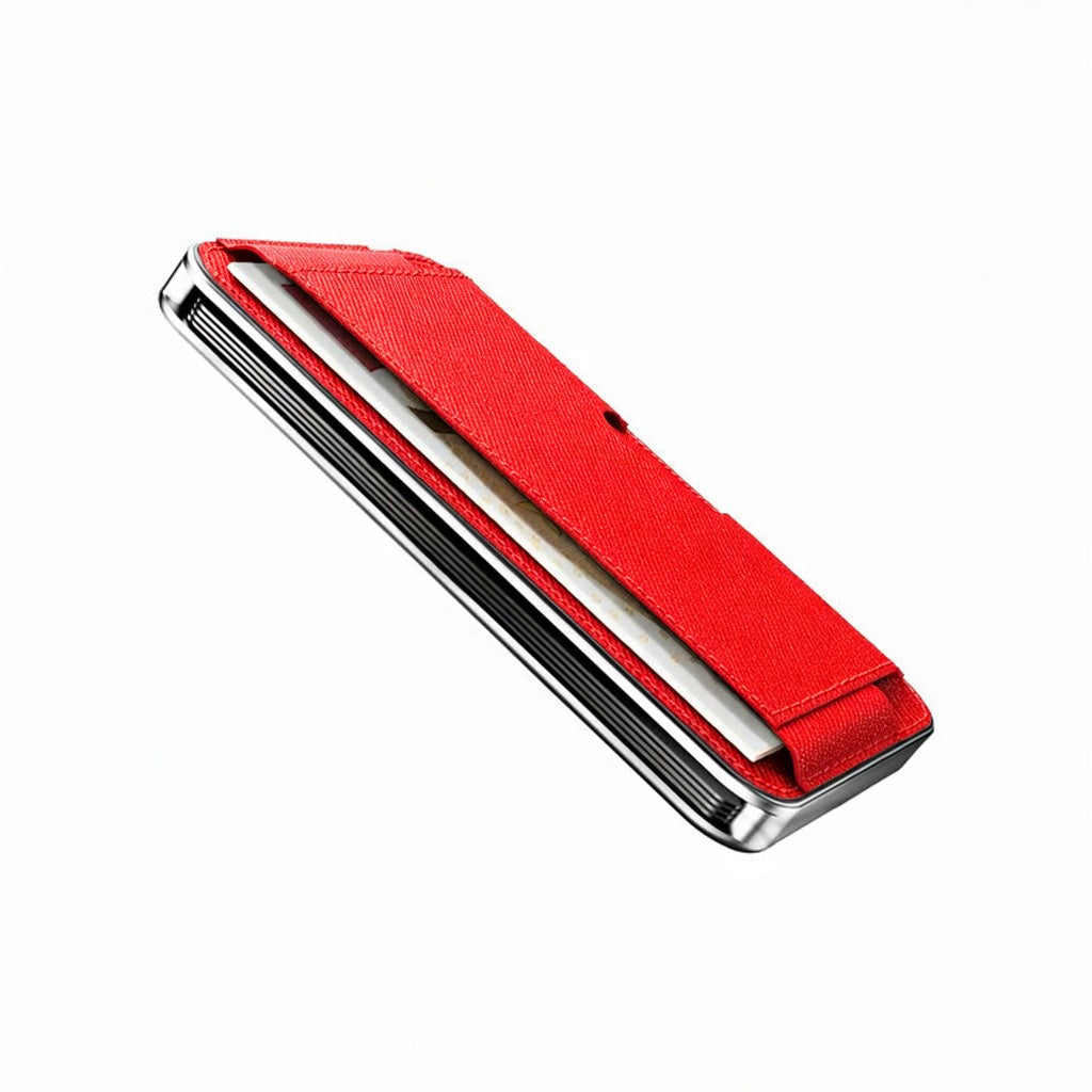 Moero M2 Pro Saffiano Red MagSafe Wallet  – Portafoglio RFID in Alluminio e Vera Pelle Antigraffio