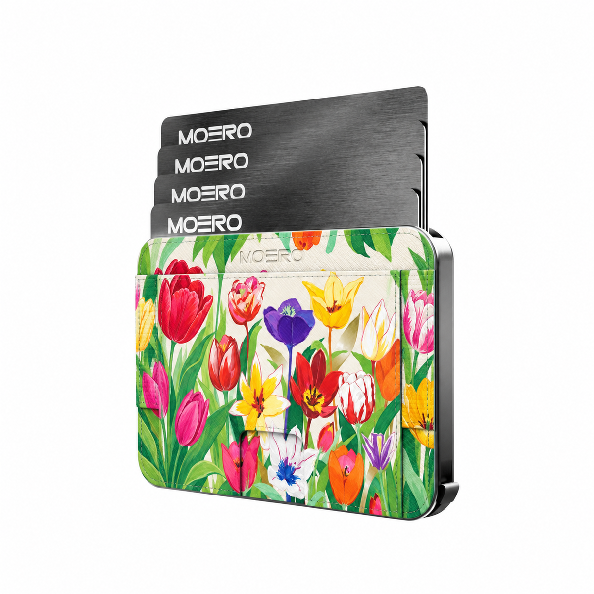 Moero M2 Pro - Tulipani di primavera - Floral Limited Edition - MagSafe Wallet  – Portafoglio RFID in Alluminio e Vera Pelle Saffiano Antigraffio