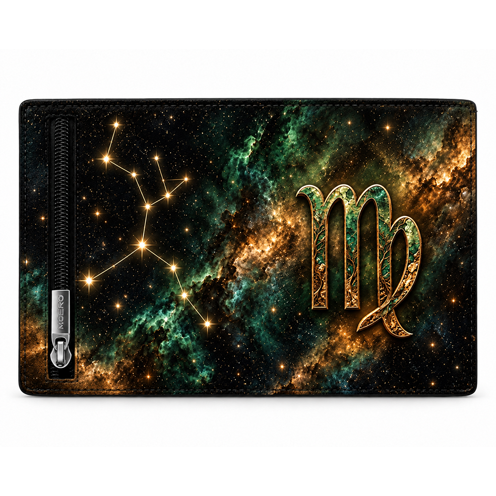 Moero Pro – Vergine – Zodiac Limited Edition – Portafoglio RFID in Vera Pelle Saffiano con Chiusura Magnetica e Portamonete Zip