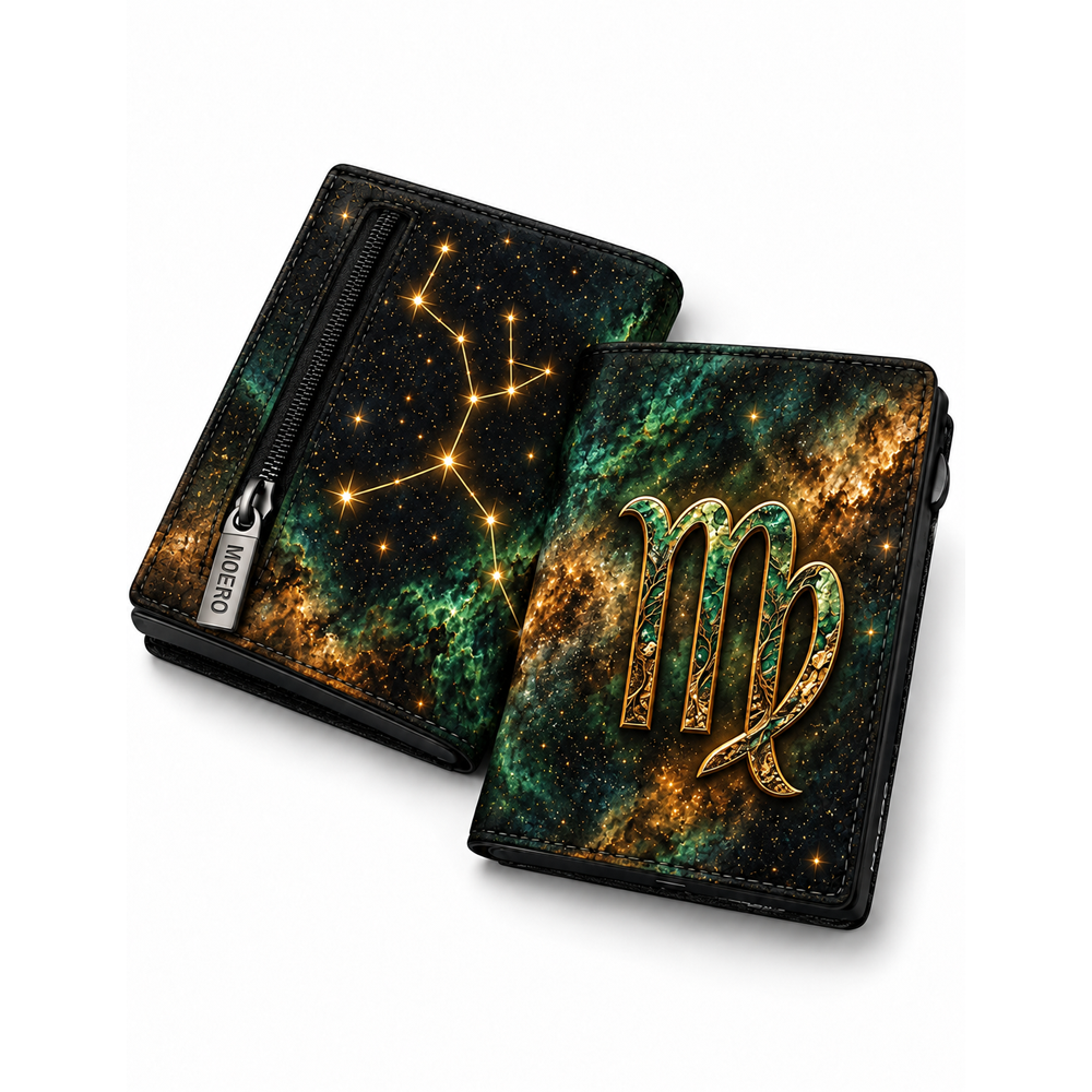 Moero Pro – Vergine – Zodiac Limited Edition – Portafoglio RFID in Vera Pelle Saffiano con Chiusura Magnetica e Portamonete Zip