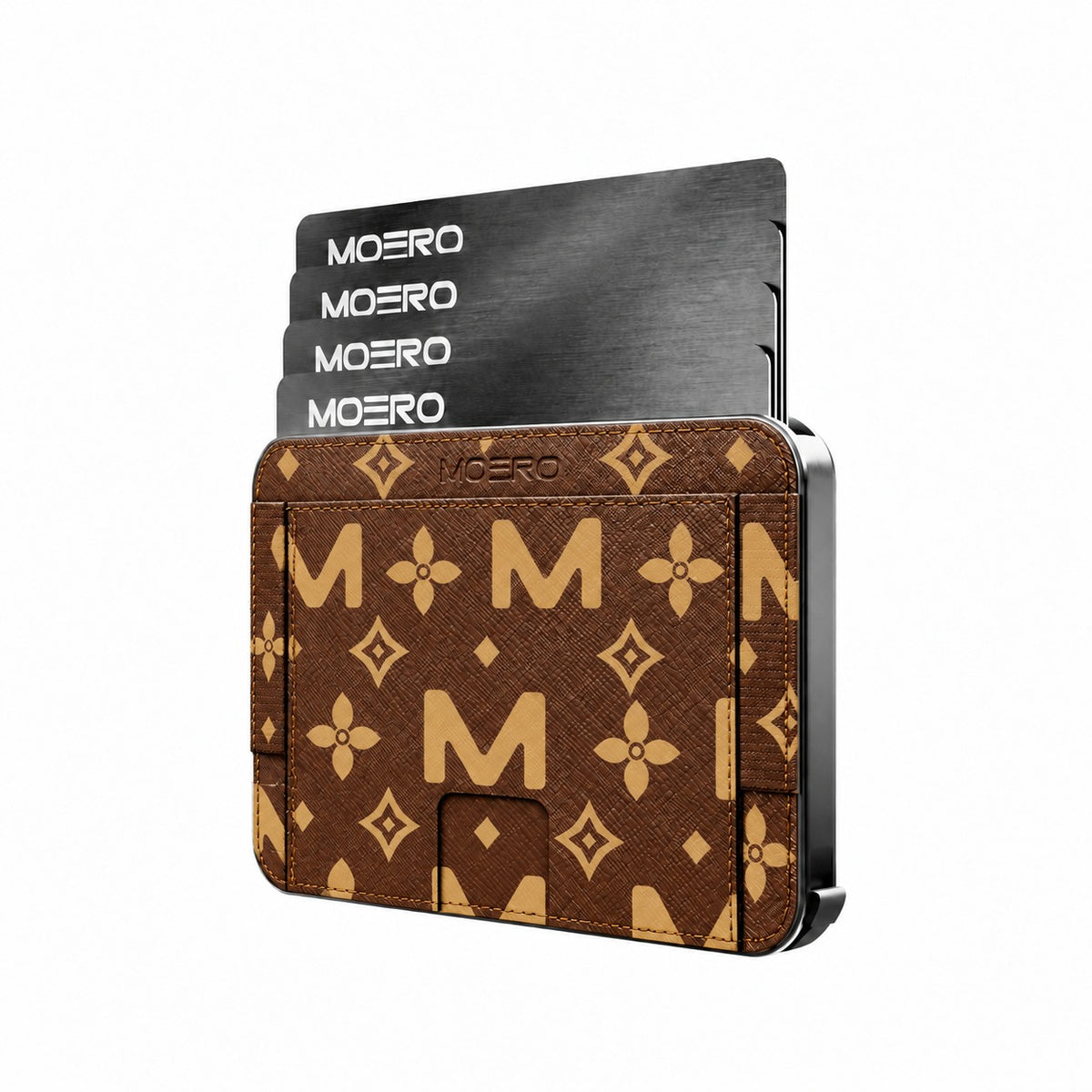 Moero M2 Pro - Monogram Big Brown - Limited Edition - MagSafe Wallet  – Portafoglio RFID in Alluminio e Vera Pelle Saffiano Antigraffio