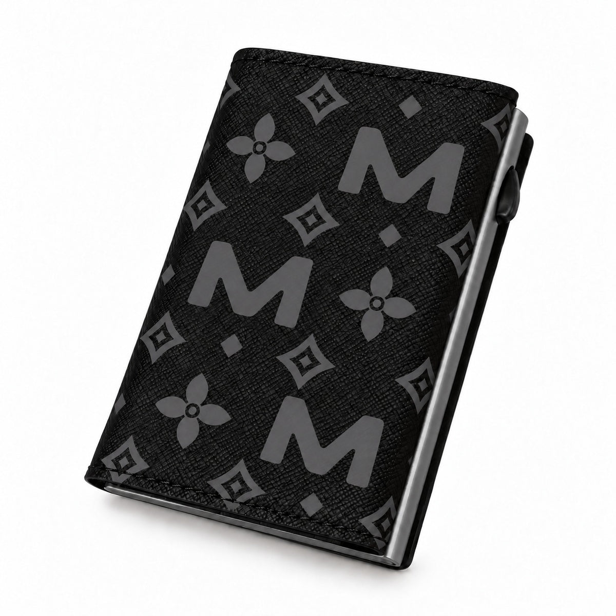 Moero Pro Zip – Monogram Big Black – Limited Edition – Portafoglio RFID in Vera Pelle Saffiano con Chiusura Magnetica e Portamonete Zip - portacarte grey