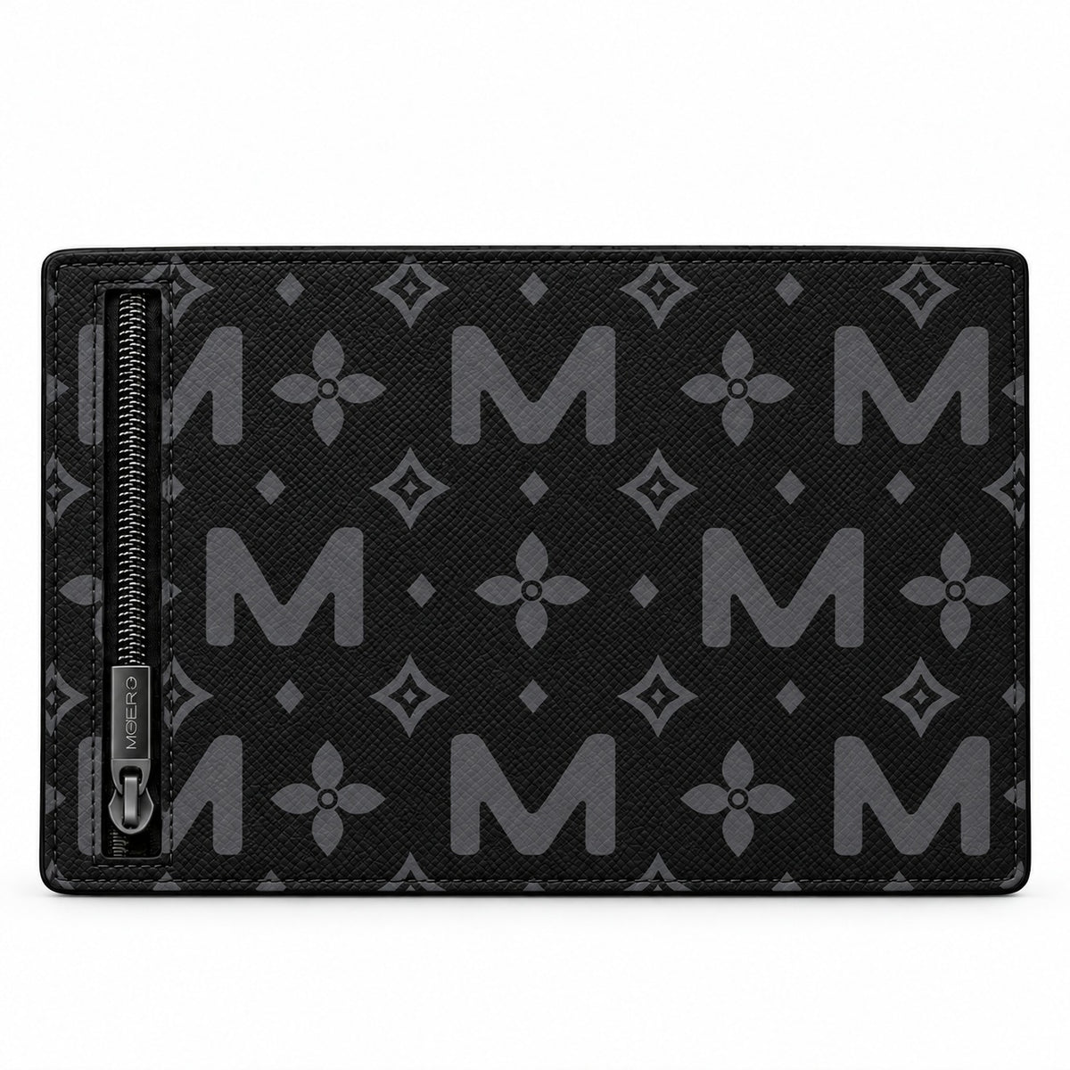 Moero Pro Zip – Monogram Big Black – Limited Edition – Portafoglio RFID in Vera Pelle Saffiano con Chiusura Magnetica e Portamonete Zip - portacarte grey