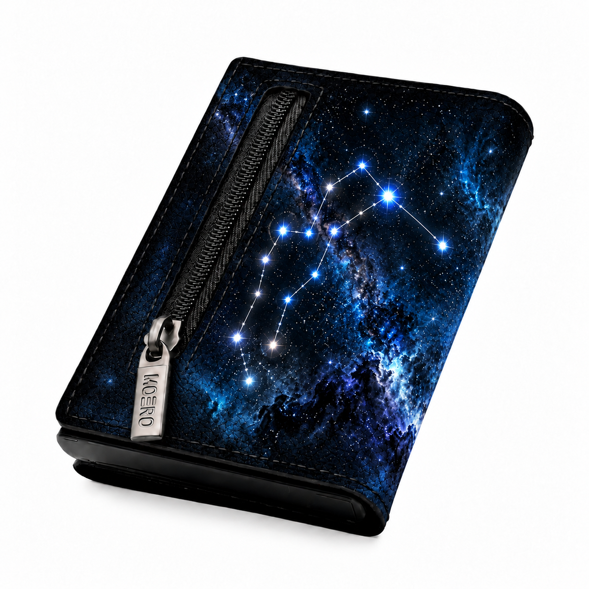 Moero Pro – Acquario – Zodiac Limited Edition – Portafoglio RFID in Vera Pelle Saffiano con Chiusura Magnetica e Portamonete Zip
