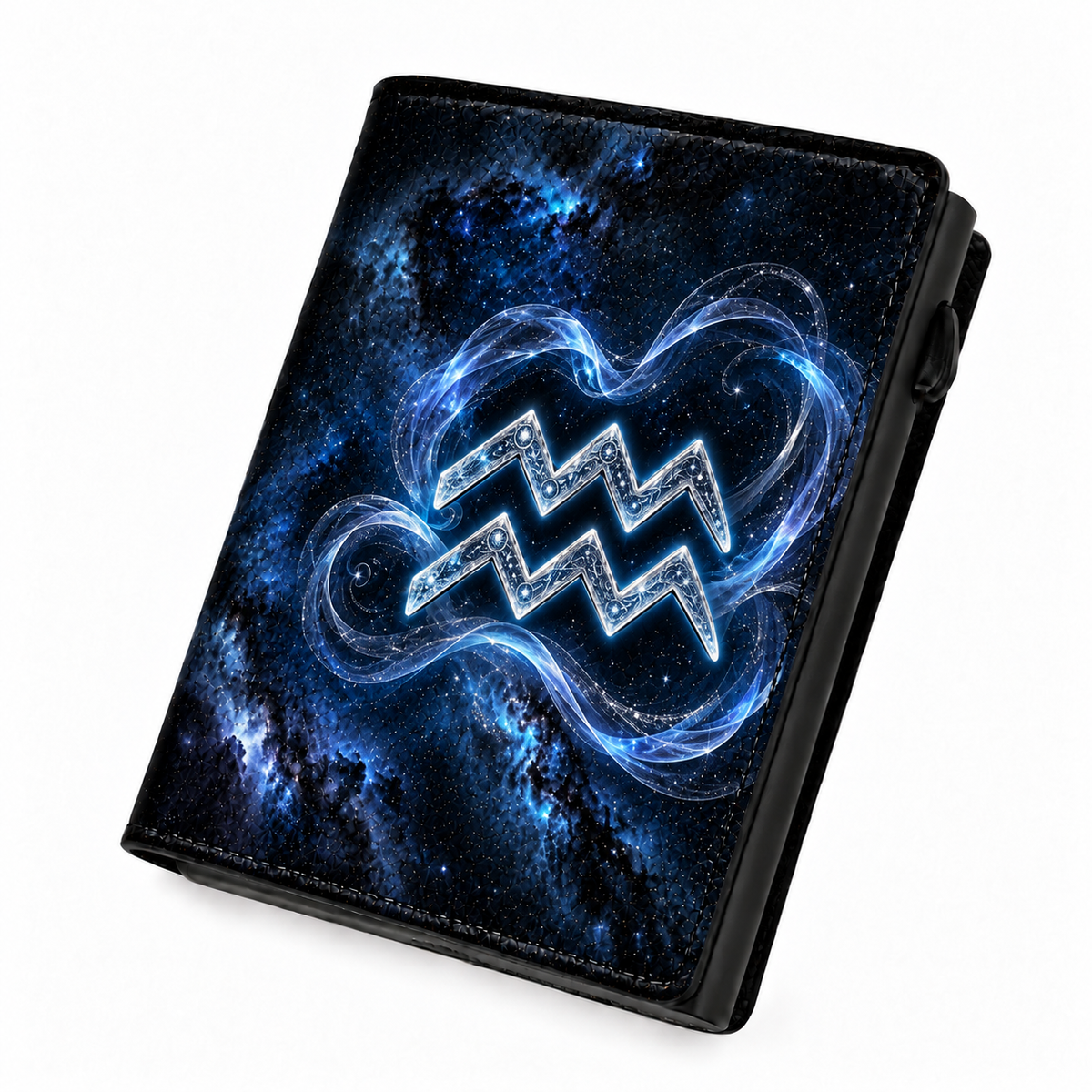 Moero Pro – Acquario – Zodiac Limited Edition – Portafoglio RFID in Vera Pelle Saffiano con Chiusura Magnetica e Portamonete Zip
