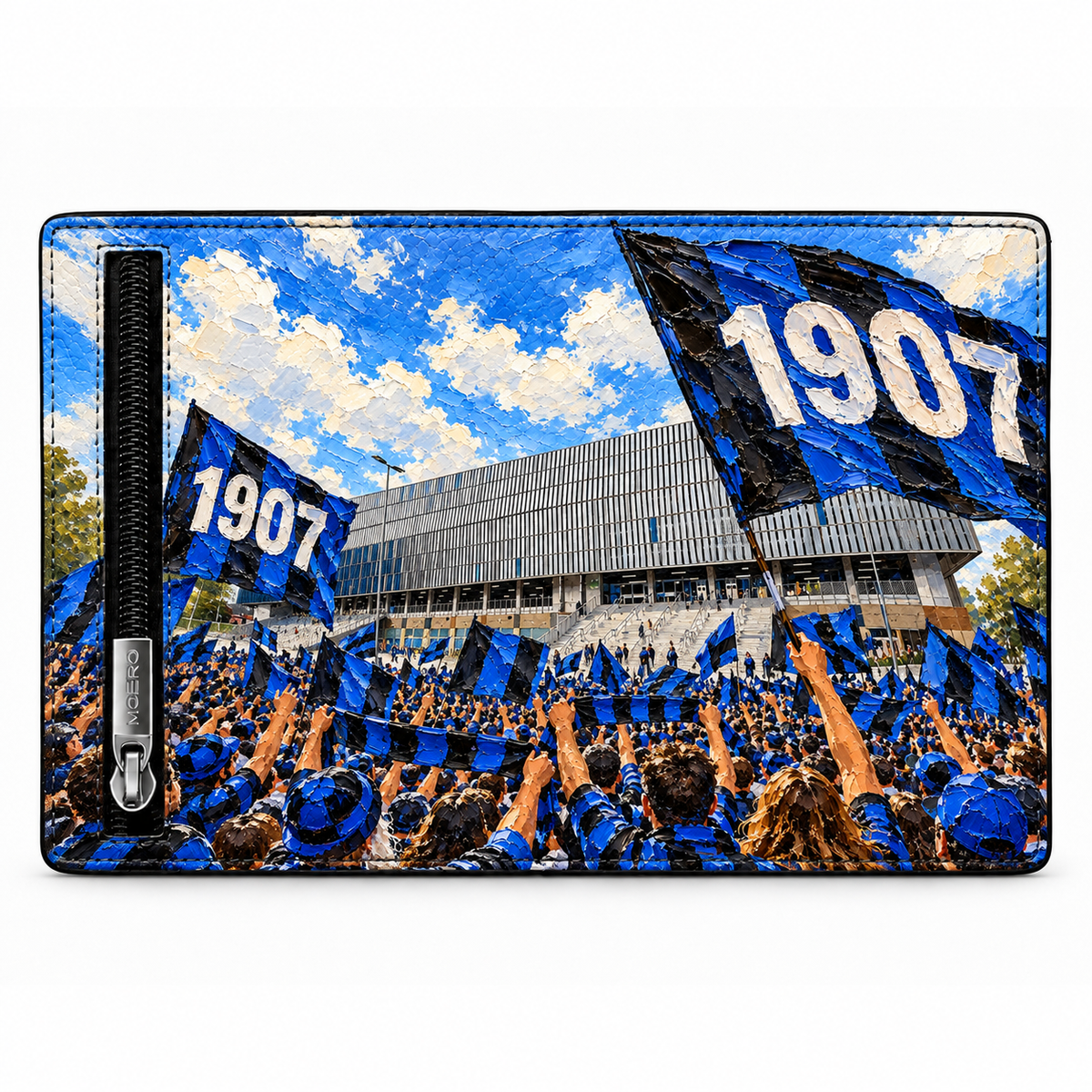 Moero Pro Zip – Atalanta – Passione Calcio Limited Edition – Portafoglio RFID in Vera Pelle Saffiano con Chiusura Magnetica e Portamonete Zip