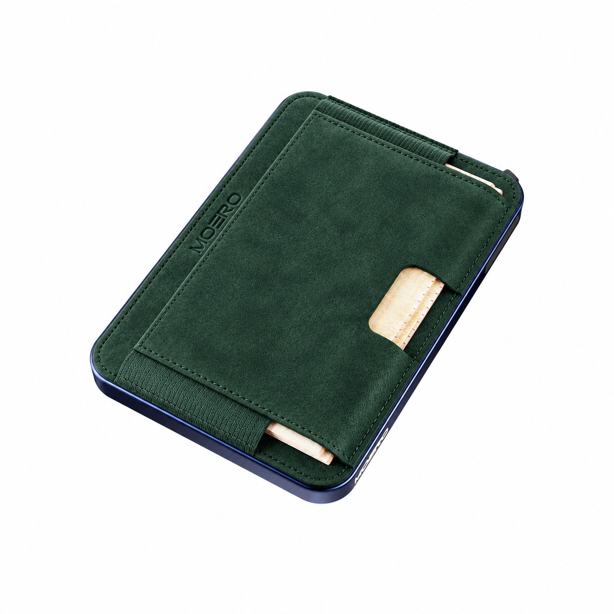 Moero M2 Pro SUPERIOR Verde MagSafe Wallet  – Portafoglio RFID in Alluminio e microfibra scamosciata