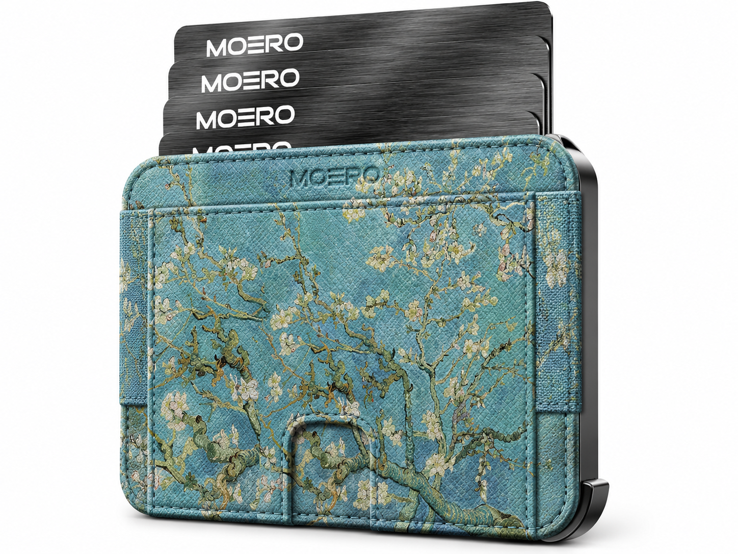 Moero M2 Pro - Ramo di mandorlo in fiore Limited Edition - MagSafe Wallet  – Portafoglio RFID in Alluminio e Vera Pelle Saffiano Antigraffio