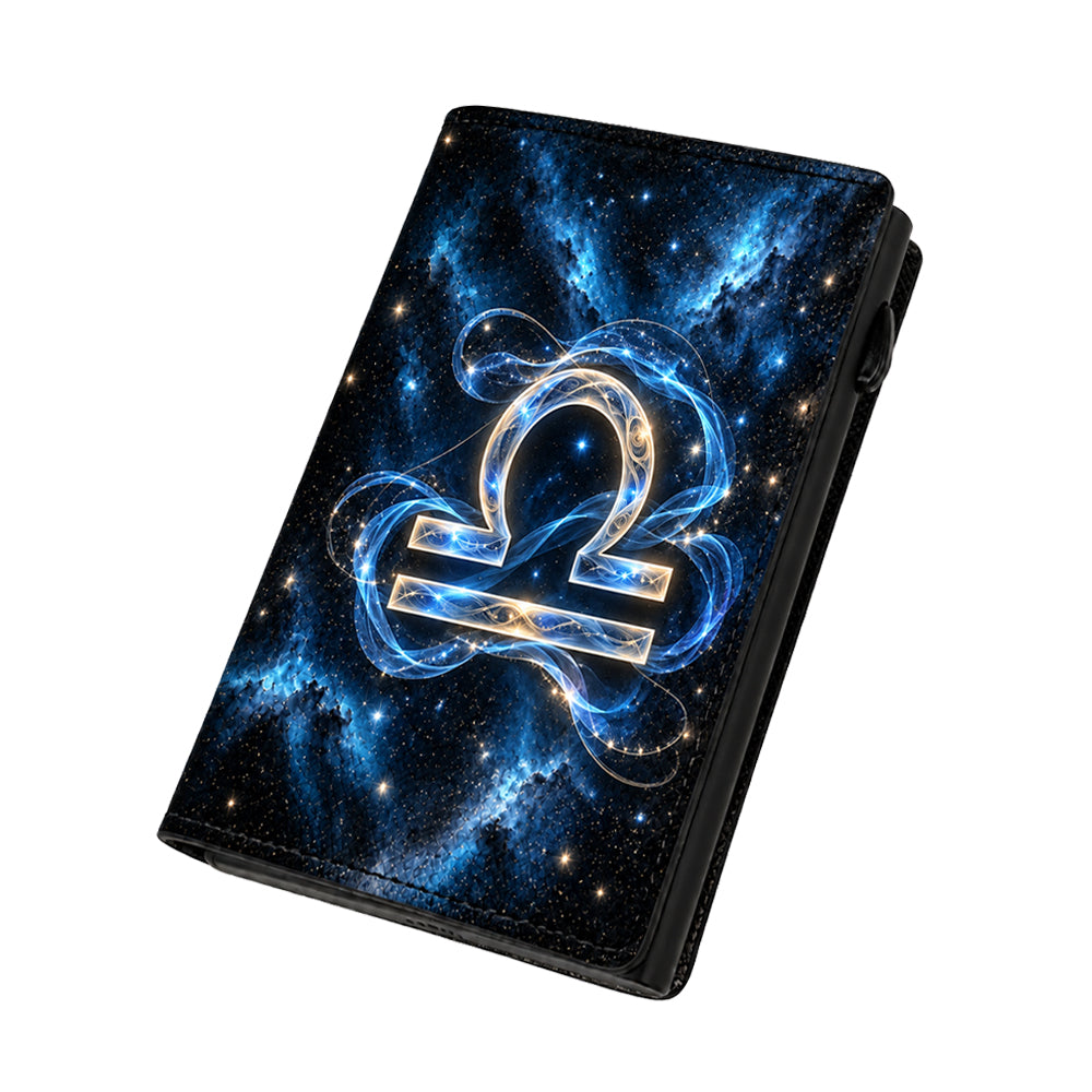 Moero Pro Zip – Bilancia – Zodiac Limited Edition – Portafoglio RFID in Vera Pelle Saffiano con Chiusura Magnetica e Portamonete Zip