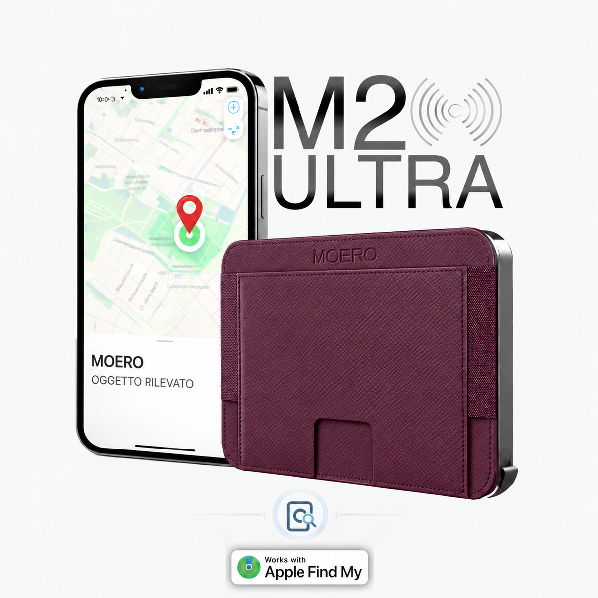 Moero M2 ULTRA 18Pro Edition MagSafe Wallet con Apple Find My Integrato – Portafoglio RFID in Alluminio e Vera Pelle