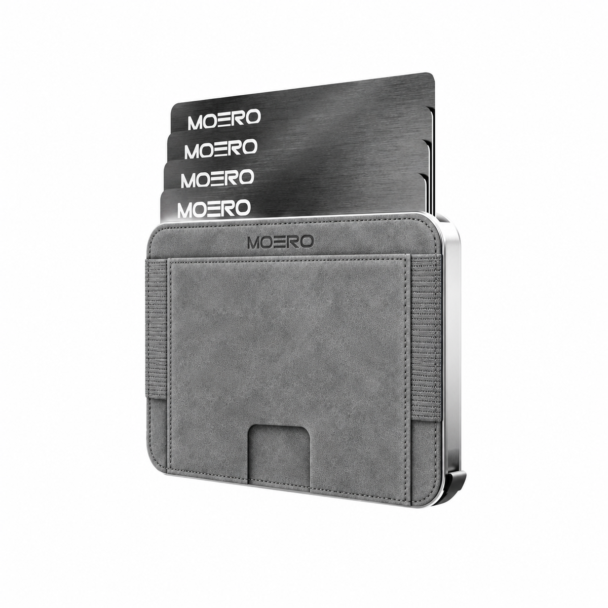 Moero M2 Pro SUPERIOR Grey MagSafe Wallet  – Portafoglio RFID in Alluminio e microfibra scamosciata