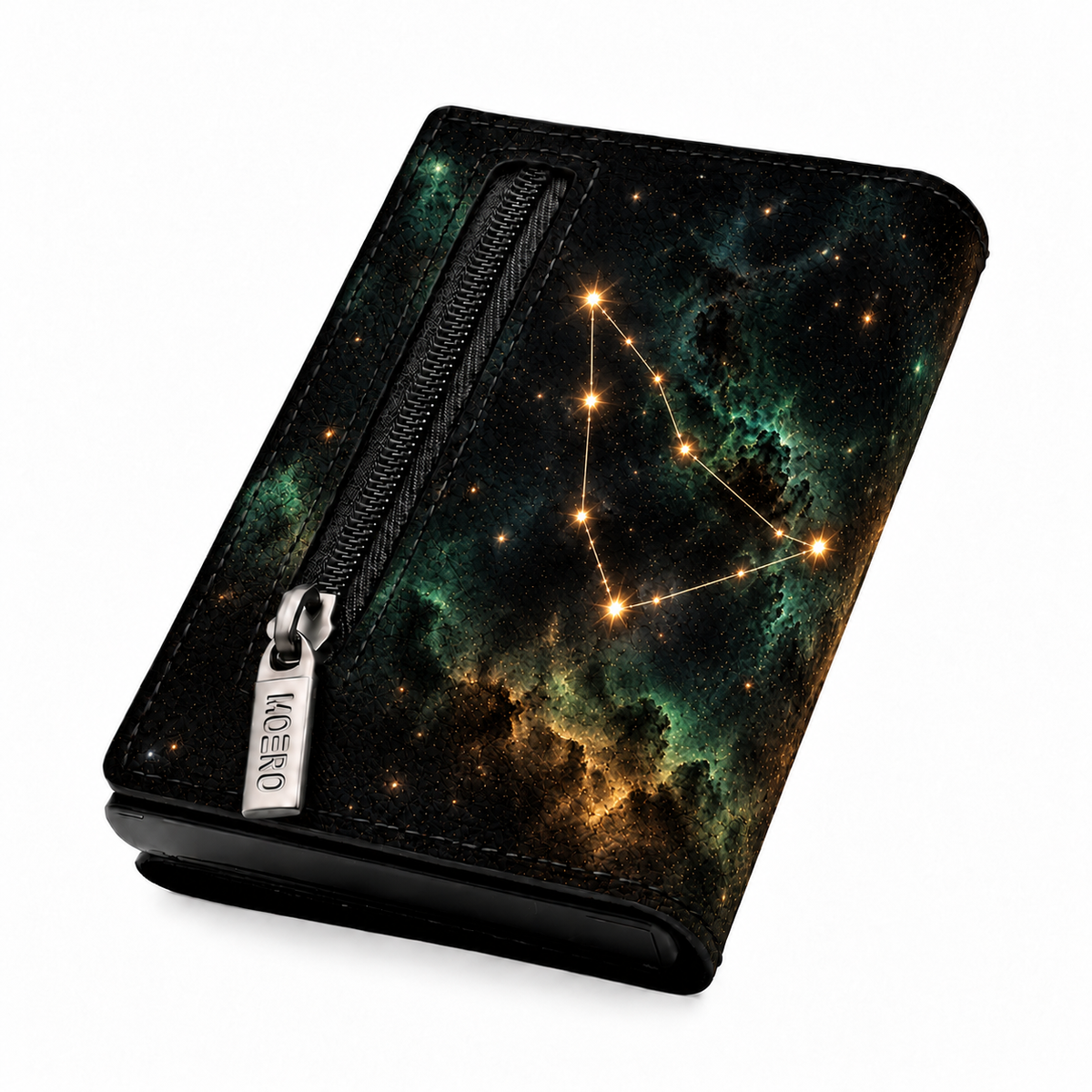 Moero Pro – Capricorno – Zodiac Limited Edition – Portafoglio RFID in Vera Pelle Saffiano con Chiusura Magnetica e Portamonete Zip