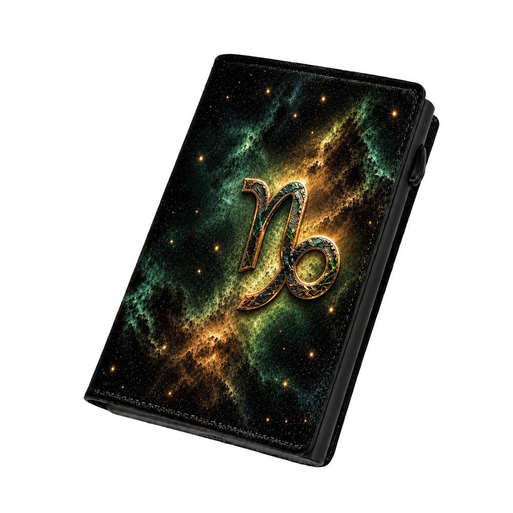 Moero Pro Zip – Capricorno – Zodiac Limited Edition – Portafoglio RFID in Vera Pelle Saffiano con Chiusura Magnetica e Portamonete Zip