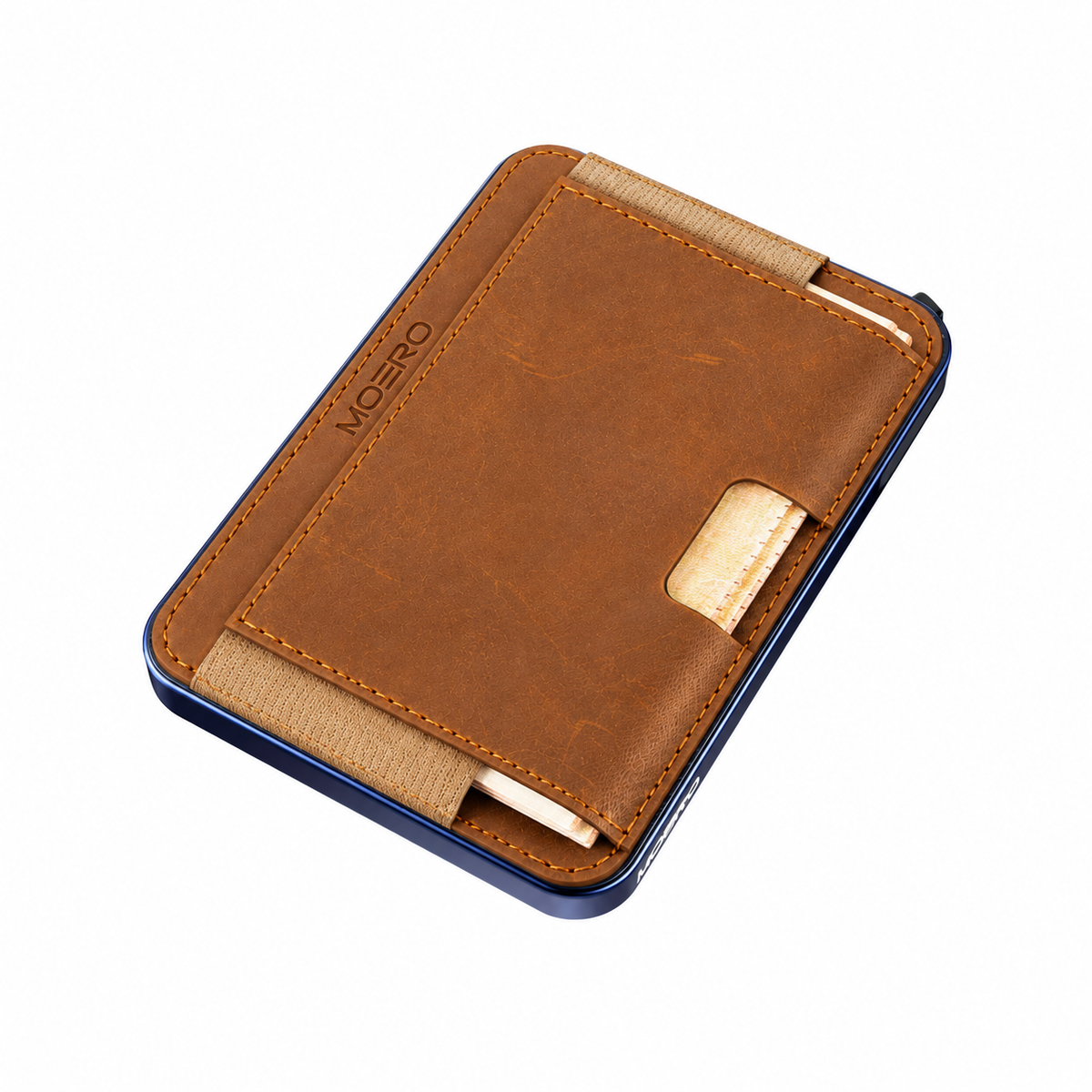 Moero M2 Pro Crazy Horse Nocciola MagSafe Wallet  – Portafoglio RFID in Alluminio e Vera Pelle