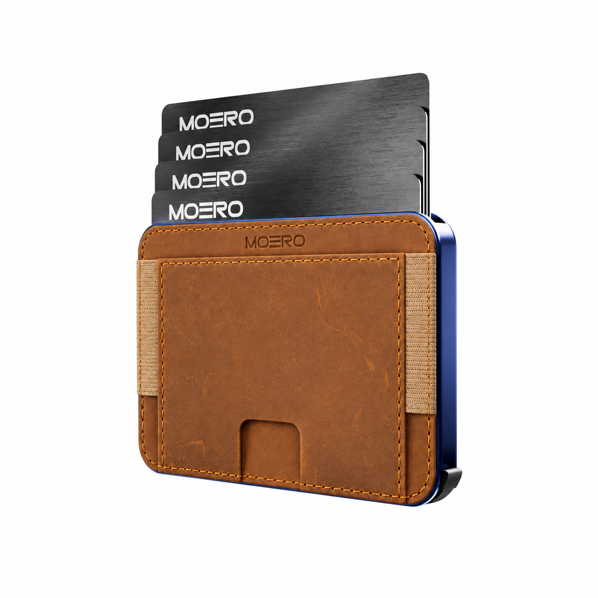 Moero M2 Pro Crazy Horse Nocciola MagSafe Wallet  – Portafoglio RFID in Alluminio e Vera Pelle