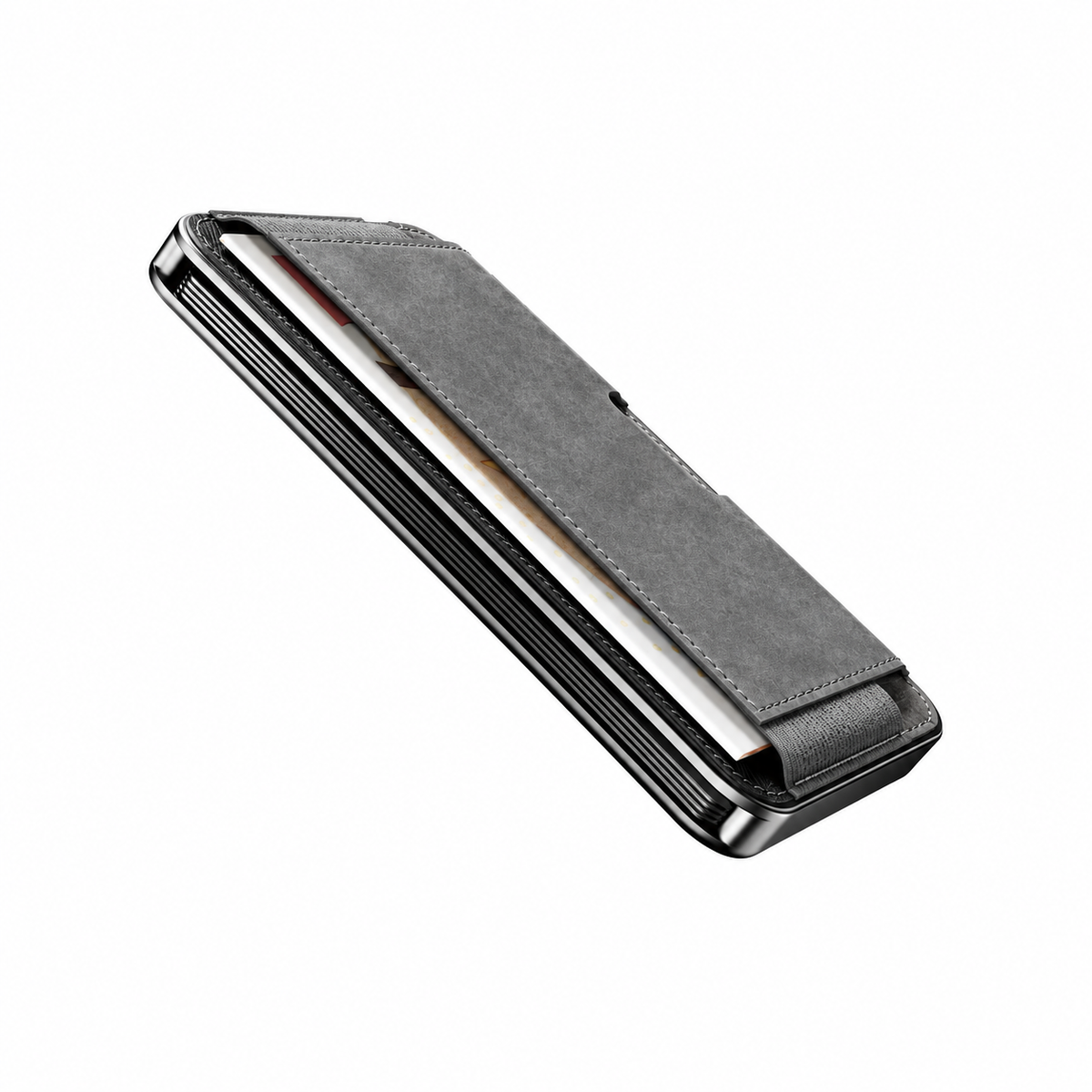 Moero M2 Pro SUPERIOR Grey MagSafe Wallet  – Portafoglio RFID in Alluminio e microfibra scamosciata