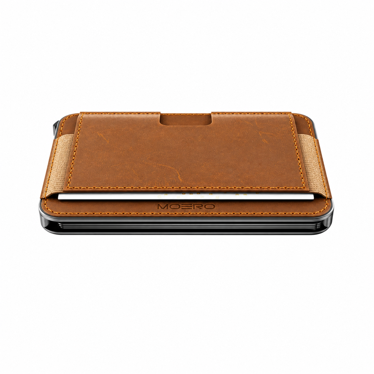 Moero M2 Pro Crazy Horse Nocciola MagSafe Wallet  – Portafoglio RFID in Alluminio e Vera Pelle