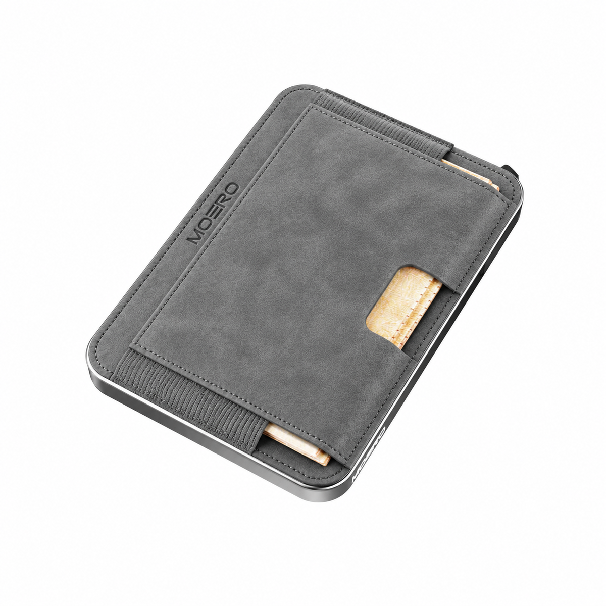 Moero M2 Pro SUPERIOR Grey MagSafe Wallet  – Portafoglio RFID in Alluminio e microfibra scamosciata