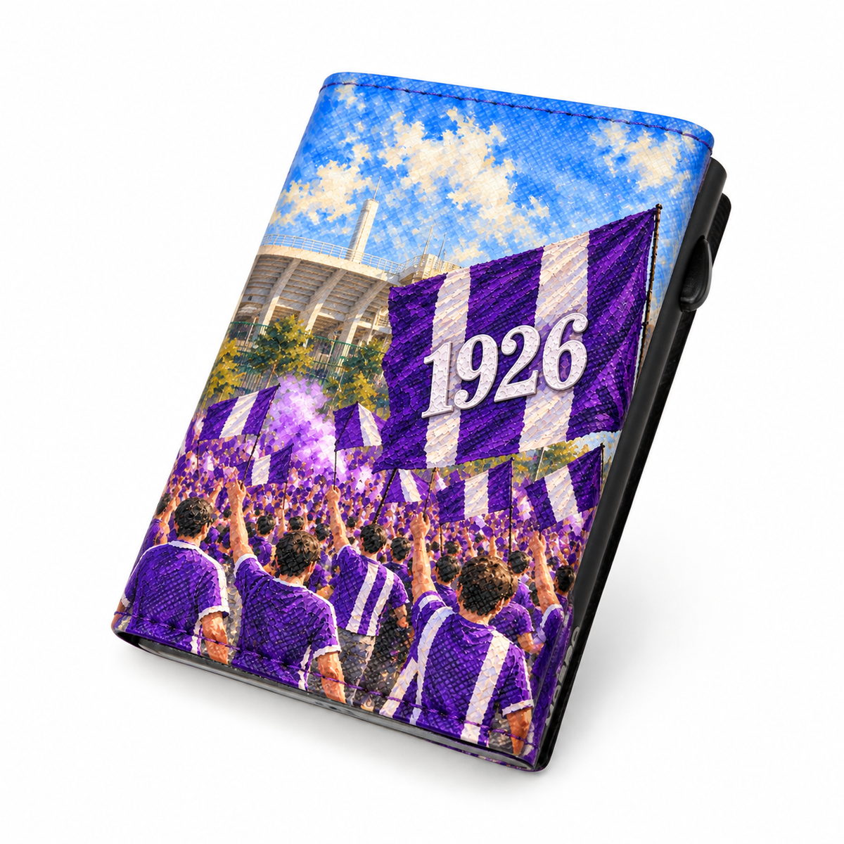 Moero Pro Zip – Fiorentina – Passione Calcio Limited Edition – Portafoglio RFID in Vera Pelle Saffiano con Chiusura Magnetica e Portamonete Zip