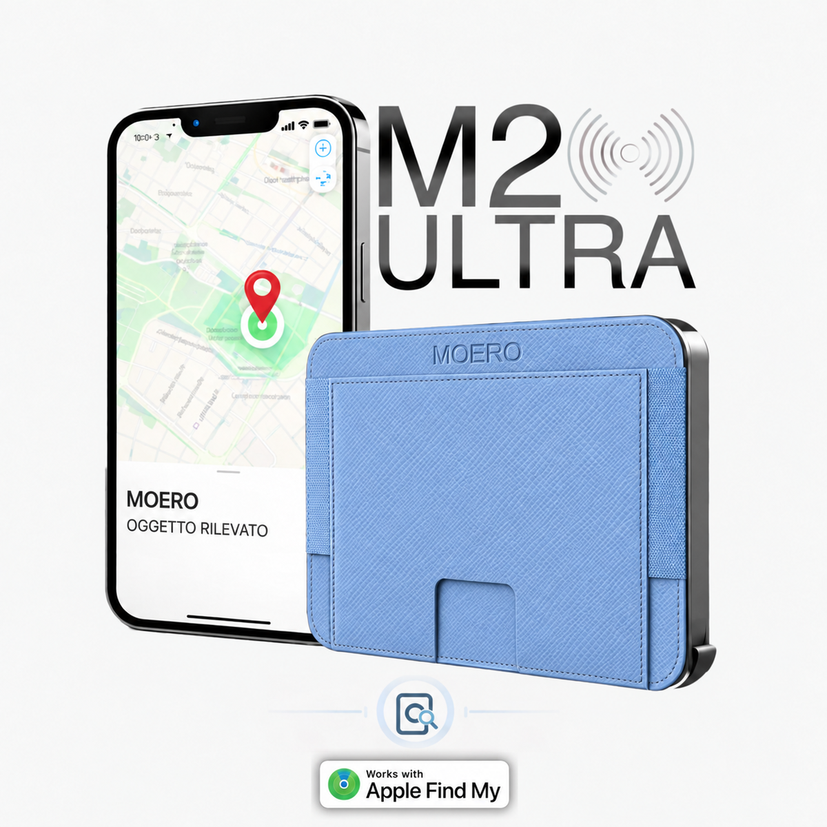 Moero M2 ULTRA 18Pro Edition MagSafe Wallet con Apple Find My Integrato – Portafoglio RFID in Alluminio e Vera Pelle
