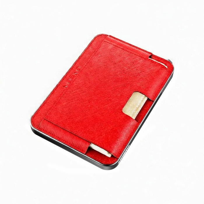Moero M2 Pro Saffiano Red MagSafe Wallet  – Portafoglio RFID in Alluminio e Vera Pelle Antigraffio