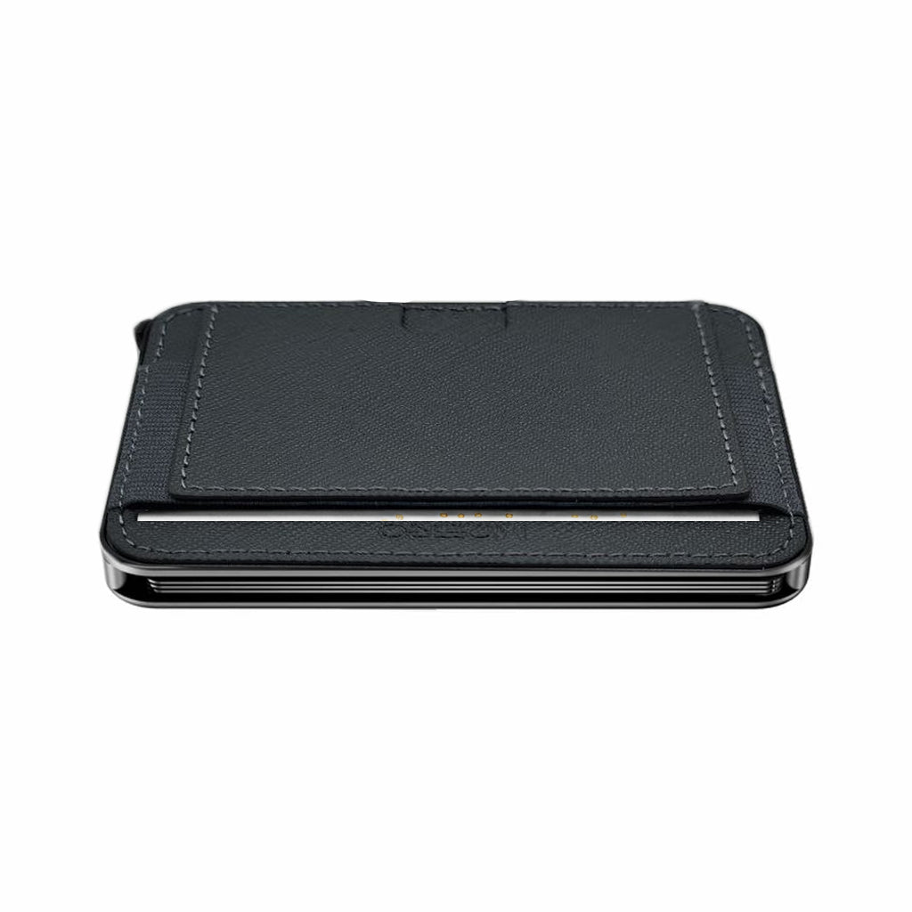 Moero M2 Pro Saffiano Grey MagSafe Wallet  – Portafoglio RFID in Alluminio e Vera Pelle Antigraffio