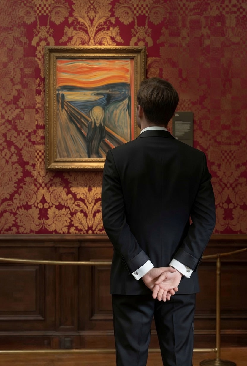 Moero L'urlo di Munch Limited Edition – Portafoglio RFID in Vera Pelle Saffiano con Chiusura Magnetica e Portamonete Zip