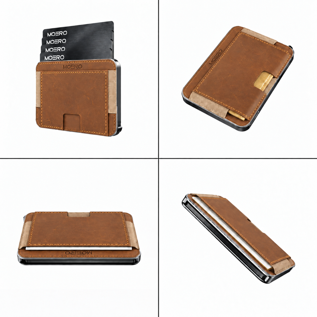 Moero M2 ULTRA Crazy Horse MagSafe Wallet con Apple Find My Integrato – Portafoglio RFID in Alluminio e Vera Pelle