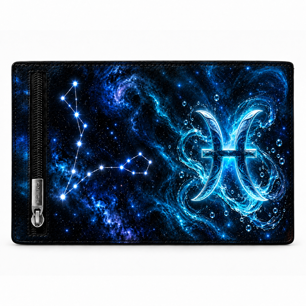 Moero Pro – Pesci – Zodiac Limited Edition – Portafoglio RFID in Vera Pelle Saffiano con Chiusura Magnetica e Portamonete Zip