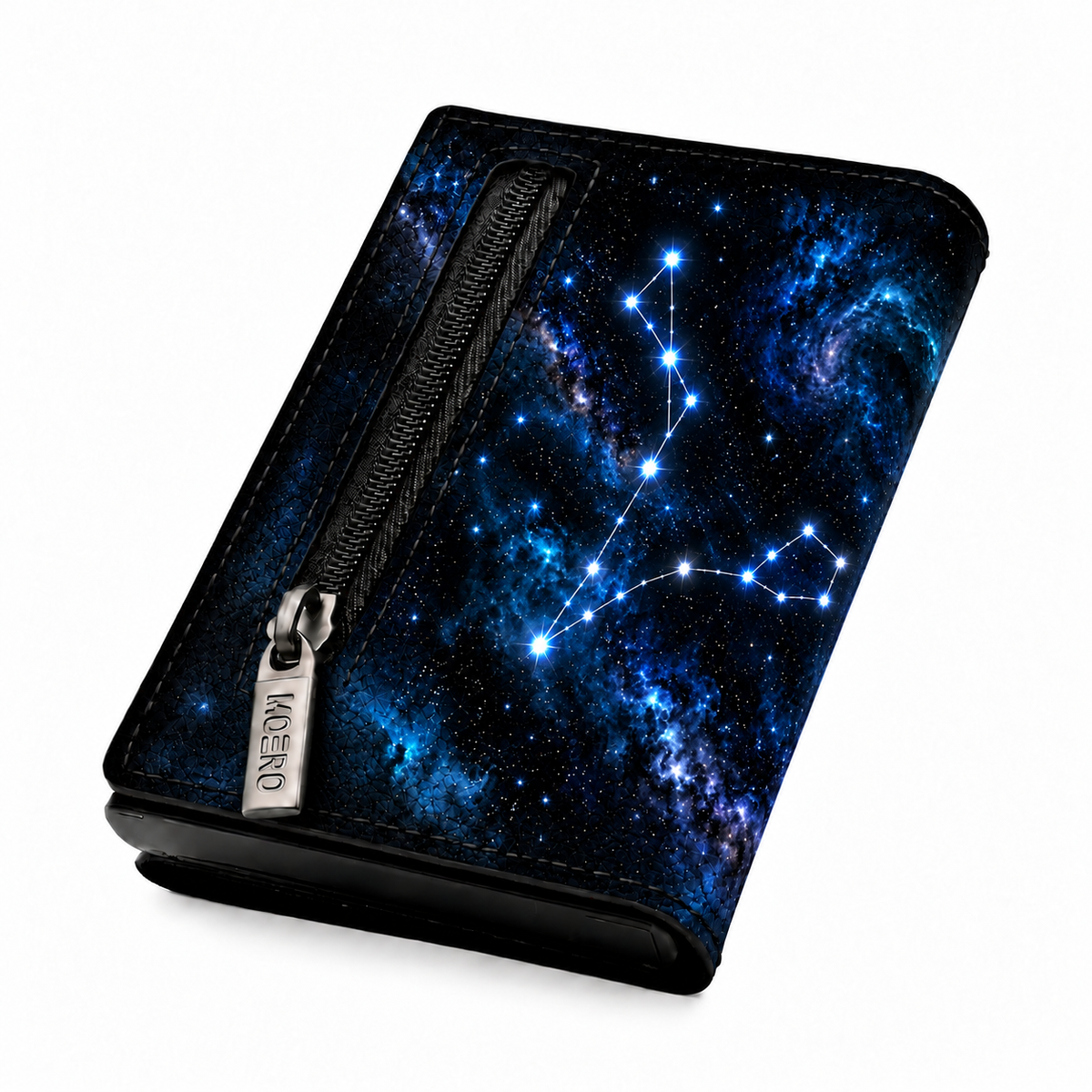 Moero Pro – Pesci – Zodiac Limited Edition – Portafoglio RFID in Vera Pelle Saffiano con Chiusura Magnetica e Portamonete Zip