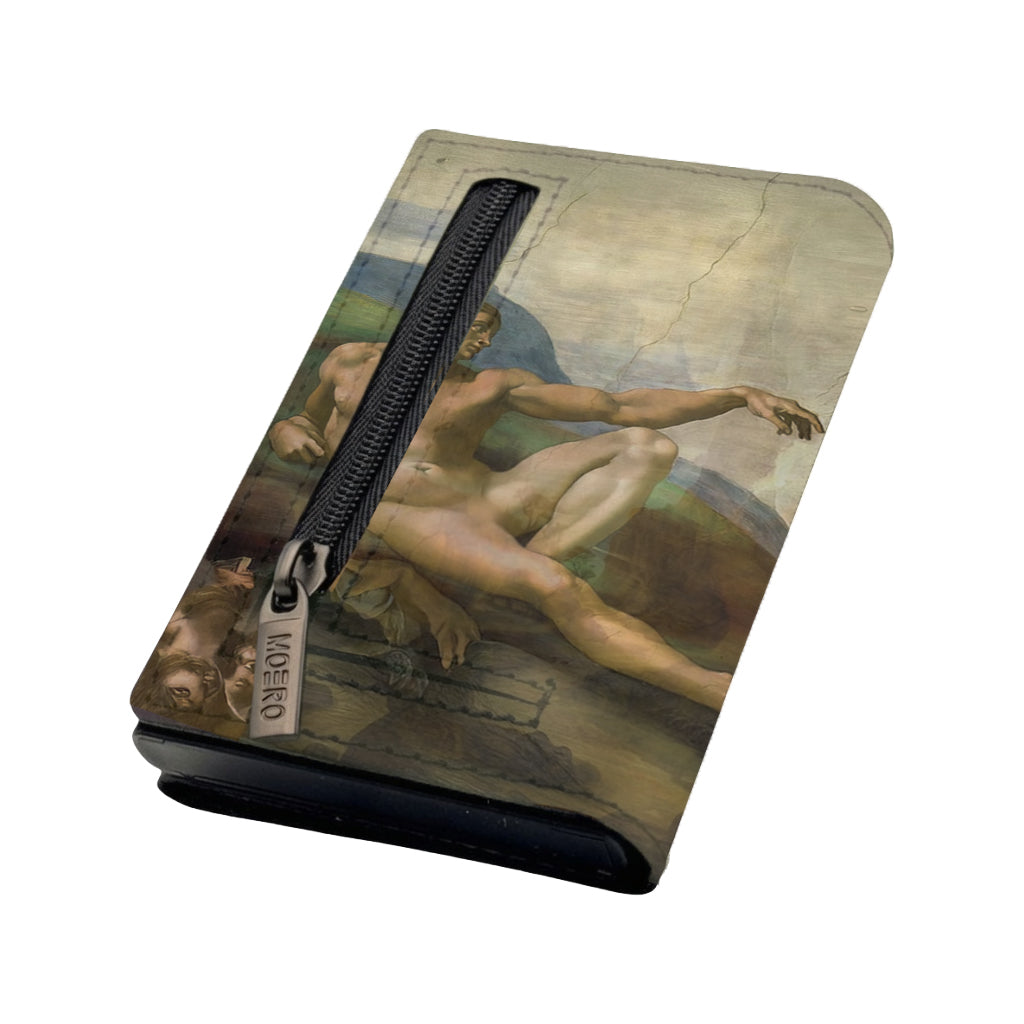 Moero La Creazione di Adamo Limited Edition – Portafoglio RFID in Vera Pelle Saffiano con Chiusura Magnetica e Portamonete Zip