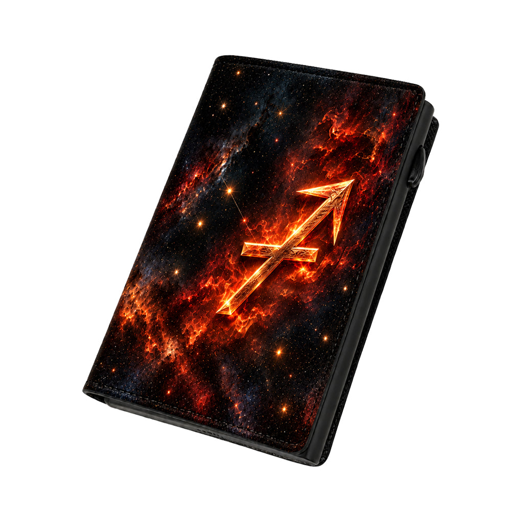 Moero Pro Zip – Sagittario – Zodiac Limited Edition – Portafoglio RFID in Vera Pelle Saffiano con Chiusura Magnetica e Portamonete Zip