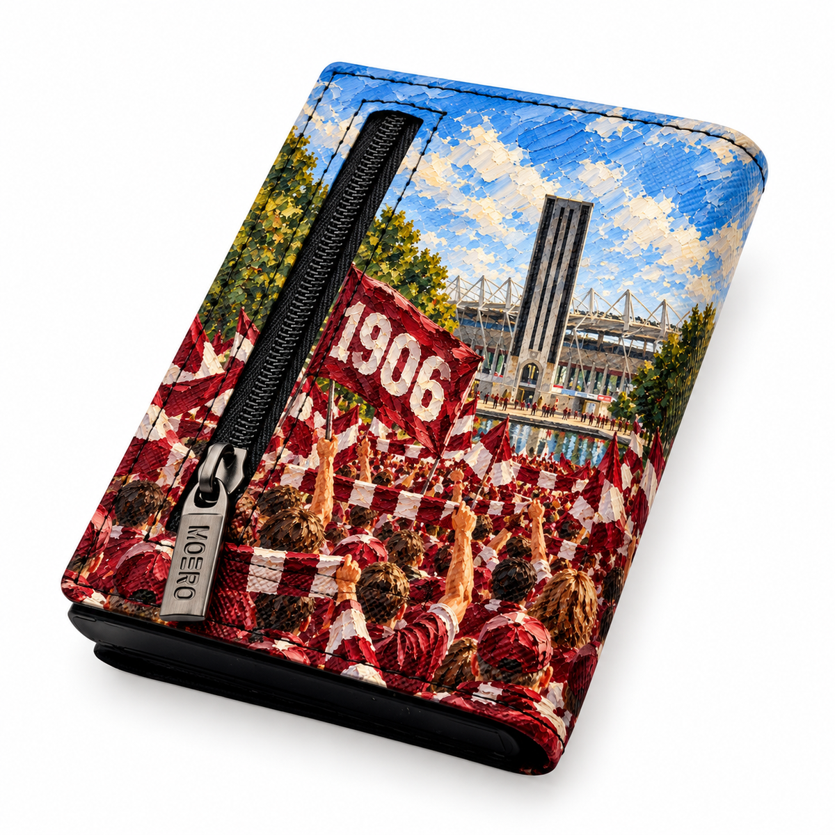 Moero Pro Zip – Torino – Passione Calcio Limited Edition – Portafoglio RFID in Vera Pelle Saffiano con Chiusura Magnetica e Portamonete Zip