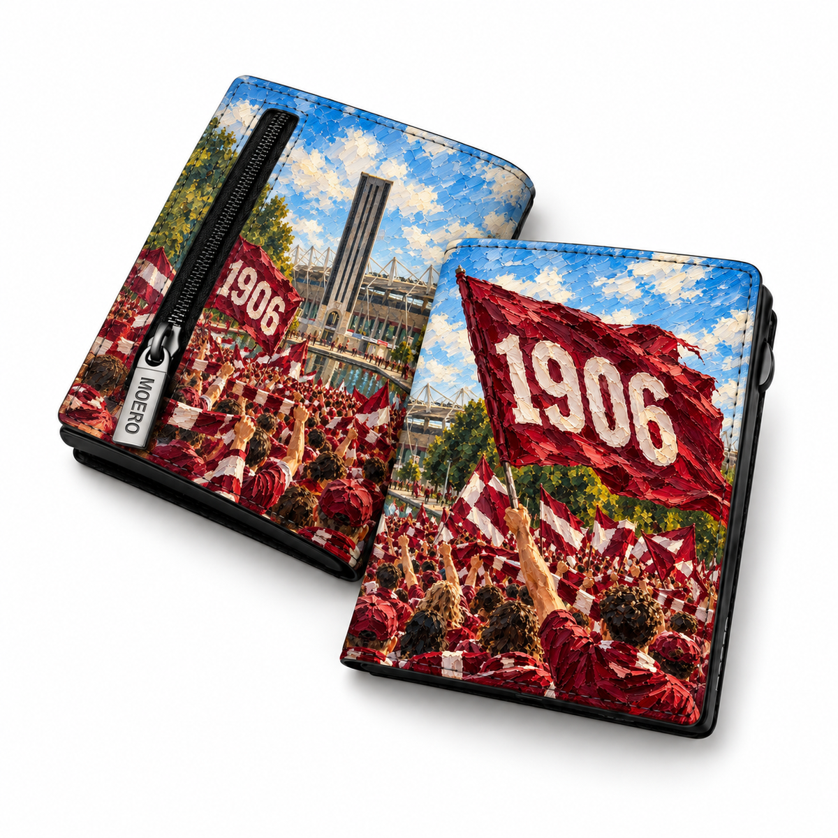 Moero Pro Zip – Torino – Passione Calcio Limited Edition – Portafoglio RFID in Vera Pelle Saffiano con Chiusura Magnetica e Portamonete Zip
